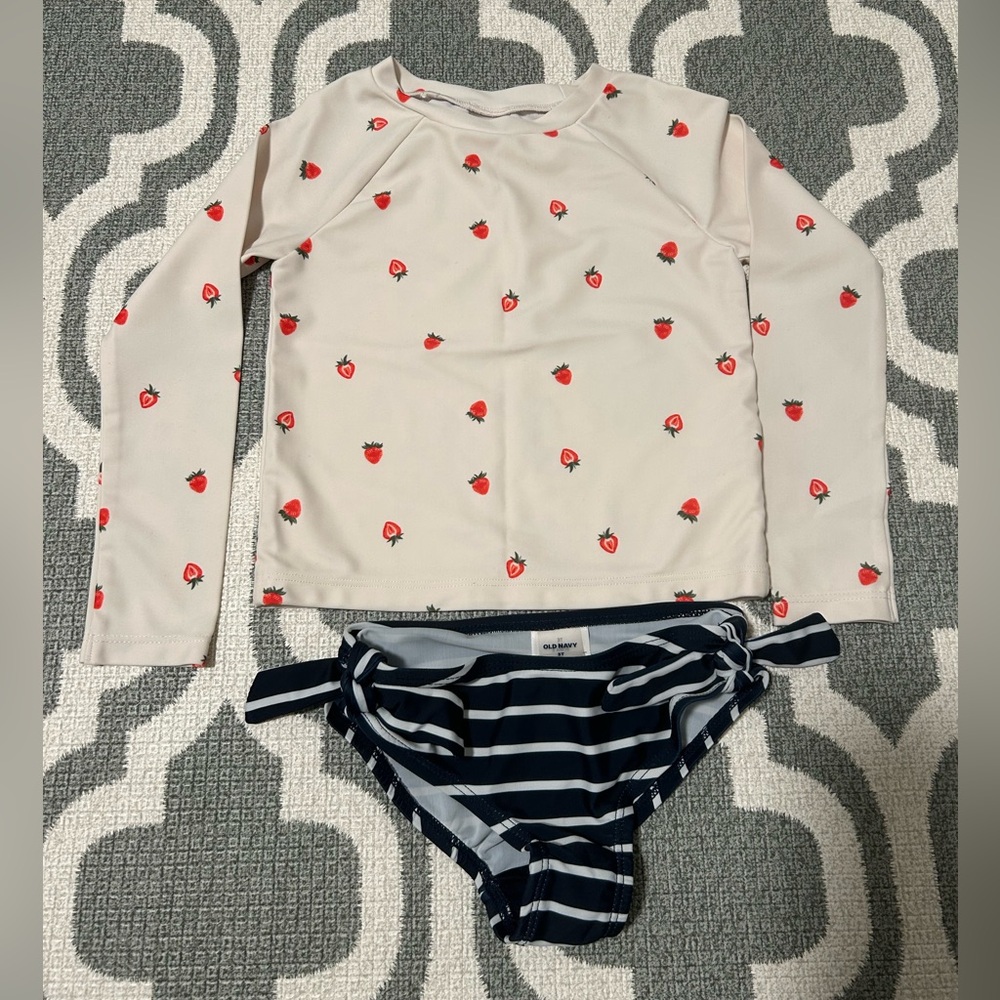 Old Navy Kids Rashguard Set with Strawberry and Stripe Design